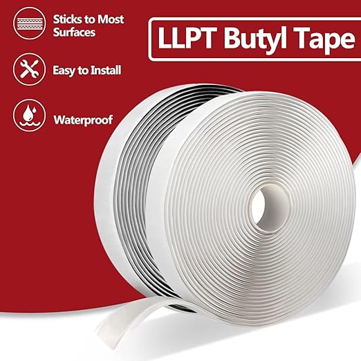 LLPT Butyl Tape White 1 Inch x 33Ft Tight Seal for Leak Proof EPDM RV Repair Window Glass Boat Sealing Roof Pipe Patching(WST233)