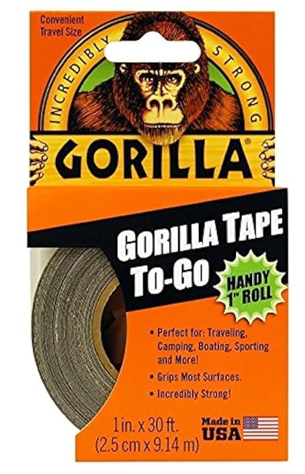 Gorilla 6100101-9 Duct Tape to-Go, 1" x 10 yd, Black, (Pack of 9), 9-Pack, 3 Count