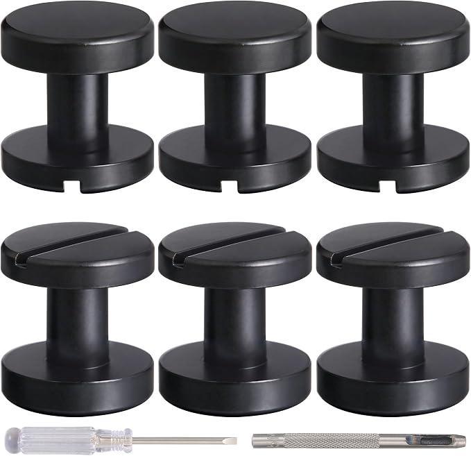 Notgia 6 Sets 10x6MM Brass Chicago Screws Rivets for Leather Binding Screws Studs Purse Hardware Spikes and Studs for Repair Decorate Clothing Shoes Belt Collar Leather Craft (Black)