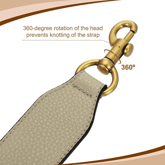 uxcell 22.83 Inch PU Leather Short Bag Strap with Clasp, Purse Handles Handbags Replacement Straps for Clutch Bag Crossbody Underarm Bags, Khaki, Deep Gold Buckle