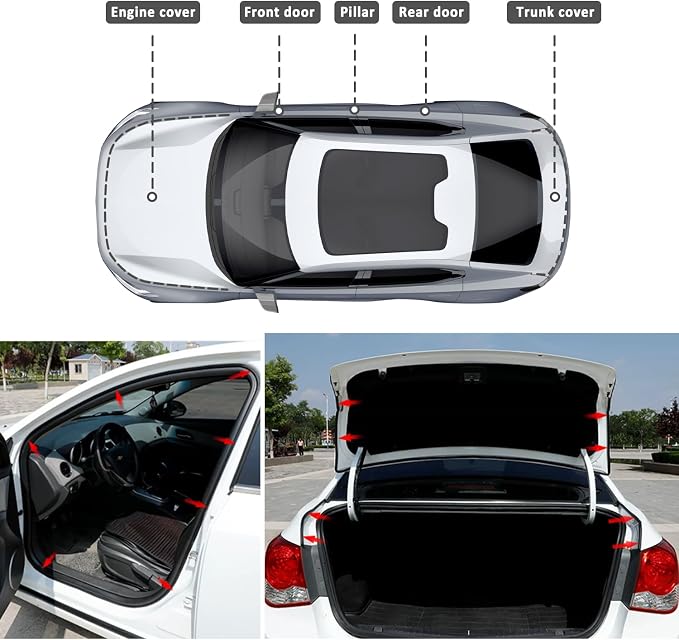 52.5Ft Car Door Seal,Thickened Rubber Automotive Weather Stripping for Hoods,Trunks,Windows,Universal Soundproof Car Weather Stripping Car Accessories for Most Car,Truck,SUV (52.5Ft)
