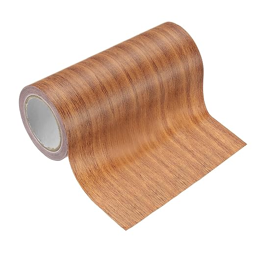 PATIKIL Wood Grain Tape 4.7" x 15 Ft, Self-Adhesive Wood Texture Repair Tape Realistic Wooden Effect Patch for Furniture Cabinets Floor Walls, Orange Oak