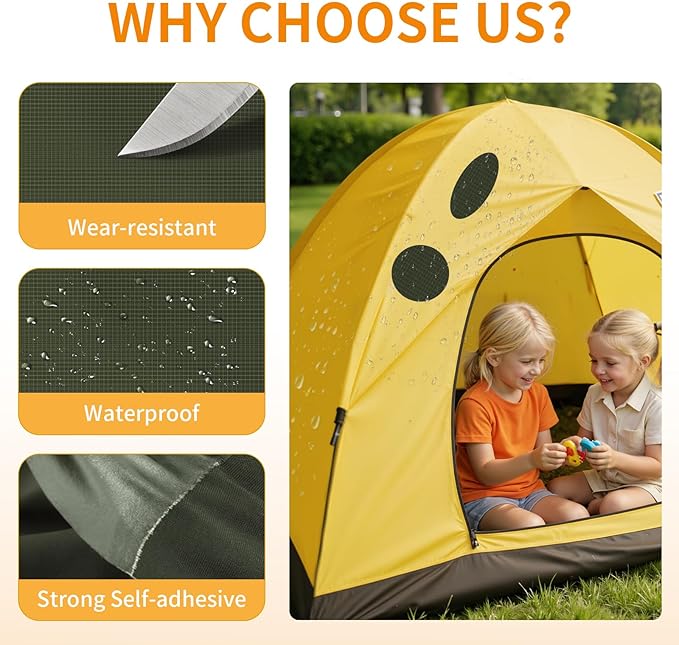 Waterproof Self-Adhesive Fabric Repair Tape - Tent Repair Kit,51pcs Nylon Fabric Patches for Tent, Jacket, Clothes, Puffer Down Jacket,Sleeping Bag, Outdoor Gear Tenacious Repairs Tape, Army Green