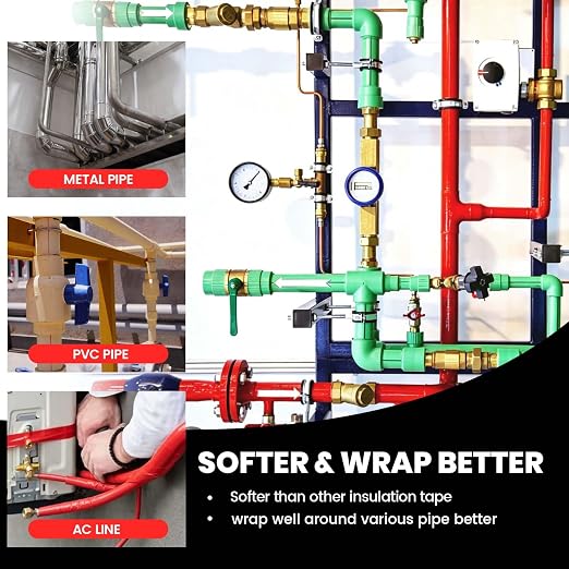 ADHES PVC Pipe Wrap Tape, 2 Inch X 35 Yds, Corrosion Protection Pipe Tape, Weatherproof PVC Tape for Drain Pipe, Metal & Electrical Piping, Underground Pipe, Red