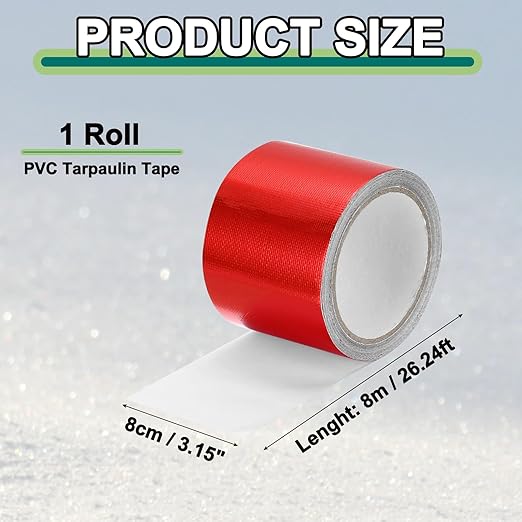 PATIKIL Awning Repair Tape 3-1/8" x 26ft Waterproof Canvas Tape High Adhesive Tear Repair Patch Kit for PVC Tarpaulin Tent Awning Fabric RV Sail Boat Cover, Red