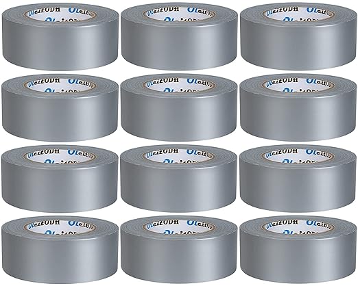 Oleitodh Silver Heavy Duty Duct Tape Bulk 12 Pack -2 inch 60 Yards Each,Strong No Residue, All-Weather, Tear by Hand, Waterproof Gray Tape for Indoor Outdoor Use,Multi Purpose Home Repair