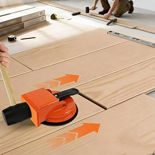 Upgraded Heavy Duty Floor Gap Fixer Tool, Enhanced Vacuum Suction Cup，Strong Suction Cup Laminate Flooring Gap Closer, Iron Base Repair Kit for Wood, Vinyl, Tile Floors (Orange)