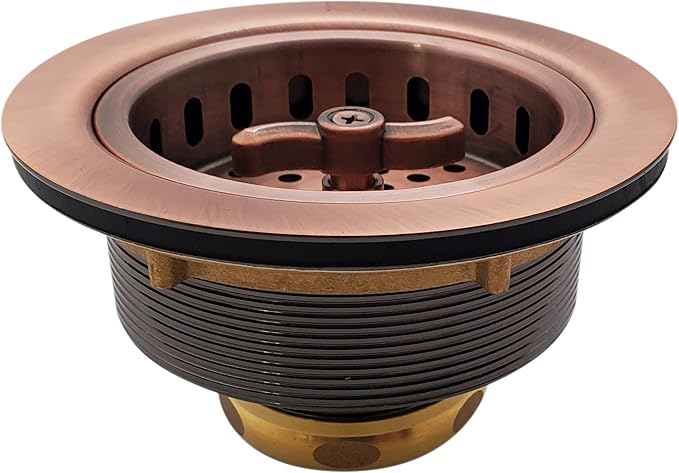 Westbrass A213-11 3-1/2" Wing Nut Twist Style Large Kitchen Sink Basket Strainer, Antique Copper