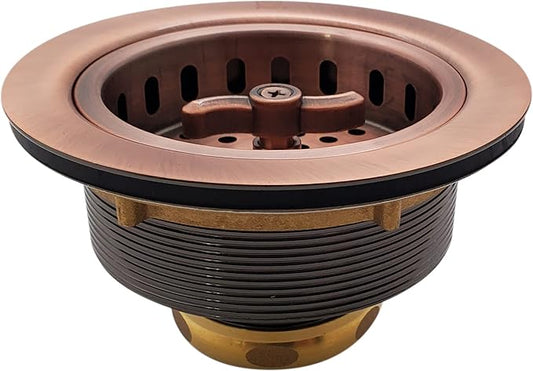 Westbrass A213-11 3-1/2" Wing Nut Twist Style Large Kitchen Sink Basket Strainer, Antique Copper