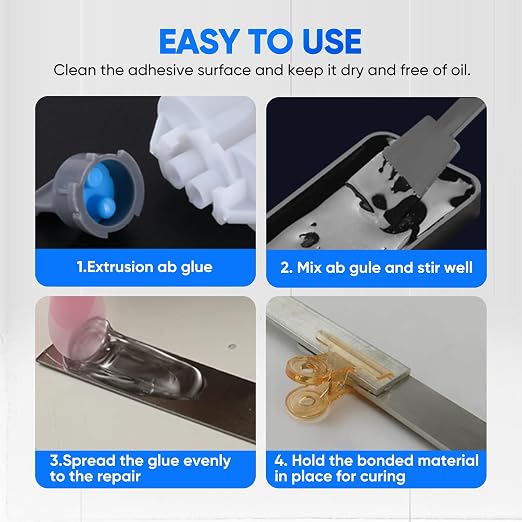 Epoxy Glue Clear, Bonding for Plastic, Metal, Ceramic, Wood, PVC, Stainless Steel, Tile, Water Pipes, the Strongest Plastic Repair Glue, 30 Minutes Waterproof Welding (3)