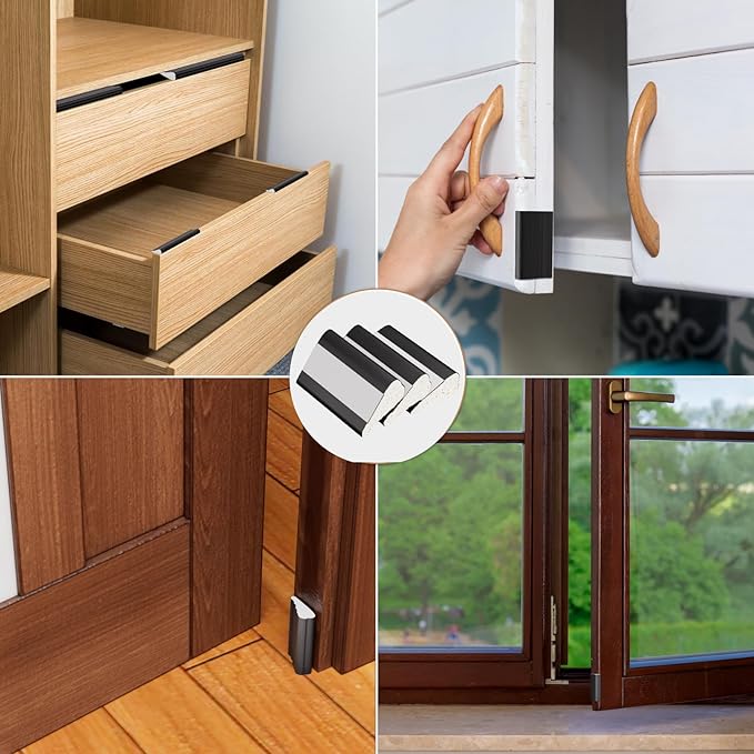 2Pcs×196" Wedge-Shape Foam Window Weather Stripping Door Seal Strip,Soundproofing Frame Insulation Tape for Exterior Front Door,Noise Cancelling Window Inserts,Door Gap Filler Light Blocker,Black