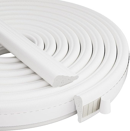 196” Wedge-Shape Foam Window Weather Stripping Door Seal Strip,Soundproofing Frame Winter Insulation Tape for Exterior Front Door,Noise Cancelling Window Inserts,Door Gap Filler Light Blocker,White