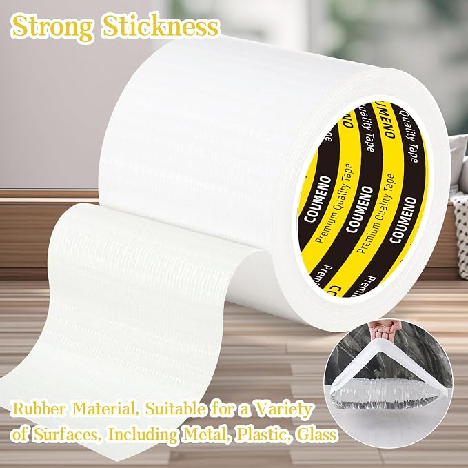 Duct Tape White, 4in x 16.4FT, Heavy Duty Industrial Grade Gaffer Tape 280μm, Waterproof Hand Tearable Repair Tape for Sealing, Bundling, Patching, Indoor & Outdoor Use