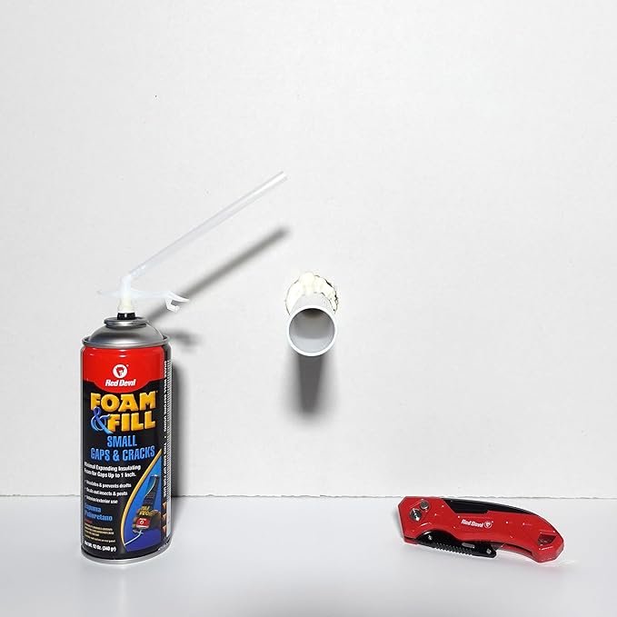 Red Devil 0913 Spray Foam & Fill Small Gaps & Cracks Expanding Insulation, Polyurethane Sealant, 12 oz, Off-White, Pack of 1