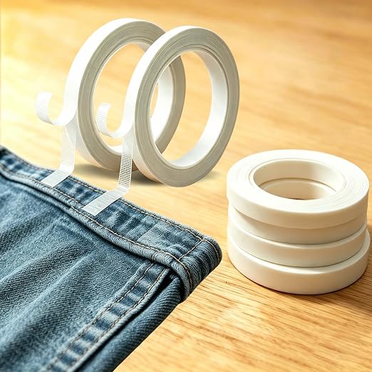6 Rolls Double Sided Fabric Hem Tape, No Sew No Iron Strong Adhesive Cloth Tape for Clothing Pants Dress Curtain Repair DIY Craft（4 X 0.3 in × 33 ft + 2 X 0.6 in × 33 ft）