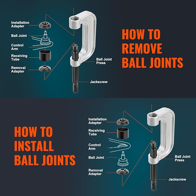VEVOR Ball Joint Press Kit, 25 pcsTool Kit, C-Press Ball Joint Remove and Install Tools, for Most 2WD and 4WD Cars, Heavy Duty Ball Joint Repair Kit for Automotive Repairing