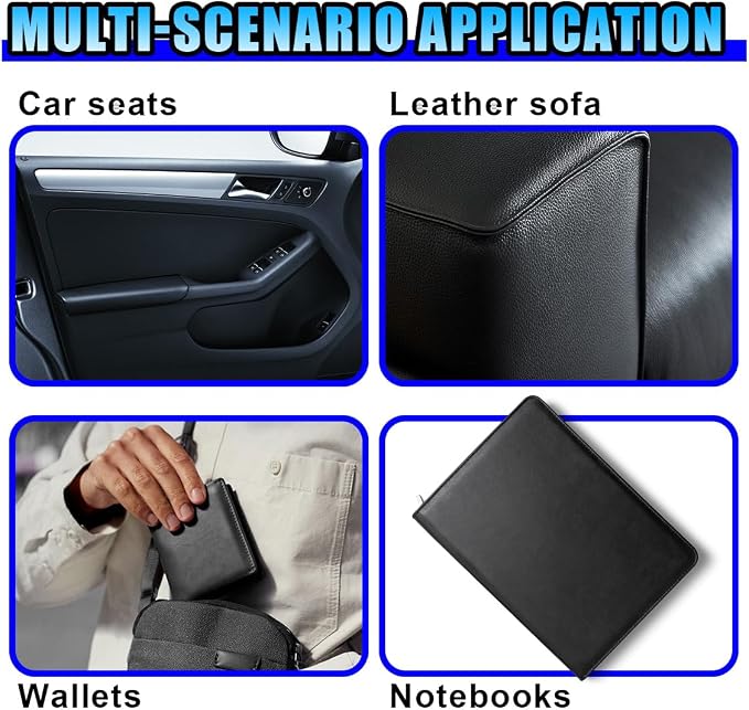 4PCS Car Leather Repair Patch Tape, 8×4 Inch Self-Adhesive Cuttable Leather Patch Tape Vinyl Repairs Kit for Car Upholstery Seat Furniture Couches Chairs Sofas (4PCS)