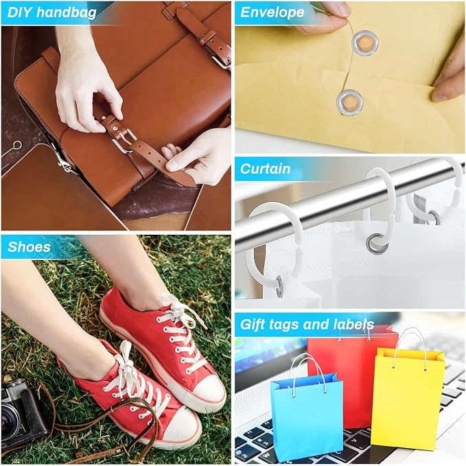 643Pcs Grommet Tool Kit 12mm 1/2 Inch(Inside Hole Size) Eyelet Kit with 320Pcs Eyelets Grommets, 320Pcs Washers and Grommet Eyelet Pliers for Leather/Belt/Shoes/Crafts