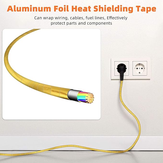 Xinhan (Gold,Silver,Black) Aluminum Foil Heat Shielding Tape High Temperature Heat Reflective Adhesive Backed Tape Compatible with Car Intake Pipe Engine Bay Hoses Wires Etc (Black, 2in x 15ft)