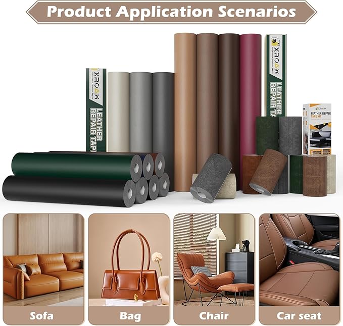 Leather Repair Tape, 16x79 inch Leather Patches for Furniture, Self Adhesive Leather Repair Patch for Sofas, Couches, Leather Covers, Seats, Chairs, Vinyl Repair Tape Green-Fine Grain