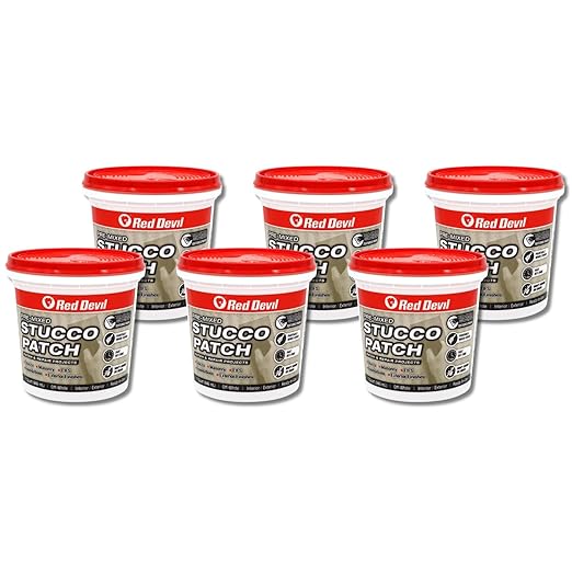 Red Devil 0450 Pre Mixed Stucco Patch, Off White, Quart, 6 Pack