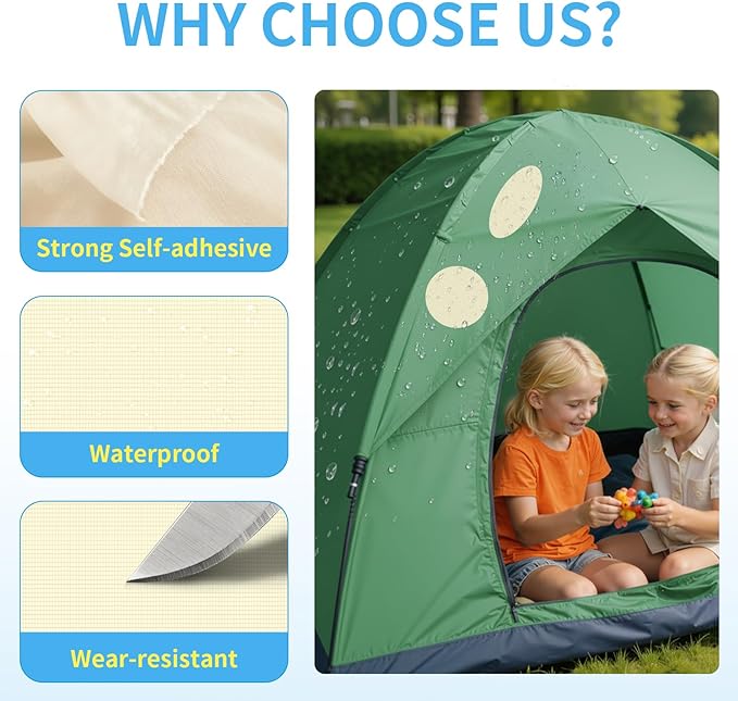 Waterproof Nylon Fabric Repair Tape Tent Repair Kit, 4pcs Outdoor Gear Tenacious Fix Tape, Self-Adhesive Fabric Patches for Clothes, Down Puffer Jacket, Tent, Sleeping Bag, Backpack, White