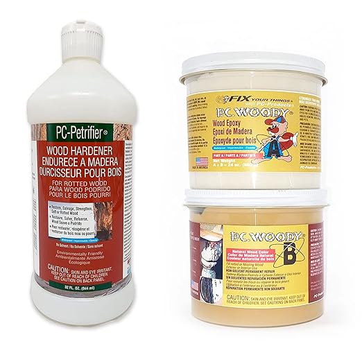 PC-Products Wood Repair Epoxy Paste and Wood Hardener Kit, PC-Woody 24 oz and PC-Petrifier 32 oz