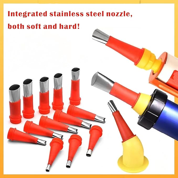 28PCS Universal Integrated Rubber Nozzle Tool Kit,Caulking Tips,Caulking Nozzles for Sausage Caulking Guns and Hard Glue Guns, Durable Stainless Steel Caulking Nozzles