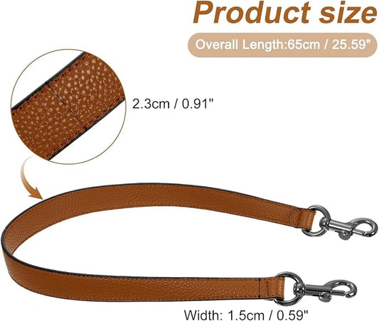 uxcell 25.59 Inch PU Leather Short Bag Strap with Clasp, Purse Handles Handbags Replacement Straps for Clutch Bag Underarm Bags, Brown, Grey Buckle
