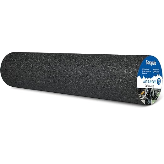 Extra Wide 24in x 40ft Black Anti Slip Tape, 80 Grit Waterproof Non Skid Grip Tape Roll for Ramps, Decks, Boat Decks, Warehouse Floors, Garages, Indoor & Outdoor Use