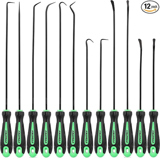 FTIHTRY 12-Piece Pick and Hook Tools Set, Pick Tool Set Car Auto Oil Seal/O-Ring Seal Gasket Pick Hooks Puller Remove, Long and Mini Pick Tool Set