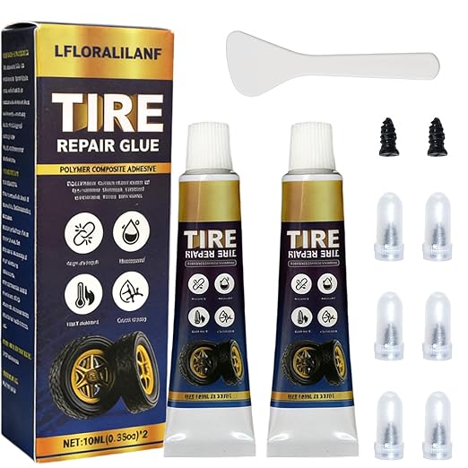 Professional Tire Repair Glue,Tire Glue sidewall,Tire Repair Rubber Nail kit,Tire Plug Glue Rubber Cement,car tire Patch Repair kit,Tire sidewall Repair Suitable for car, Motorcycle, Jeep, Tractor