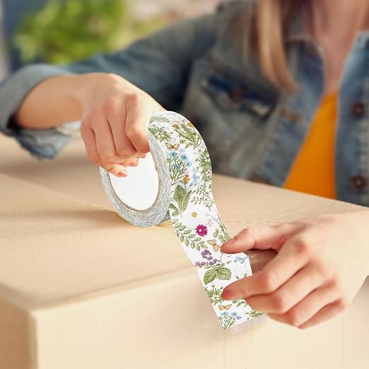 JarThenaAMCS 109 Yard Wildflower Packing Tape Spring Vintage Floral Decorative Sticky Gift Wrapping Tape Shipping Tapes for DIY Crafts Small Business Sealing Boxes Mail Boxes