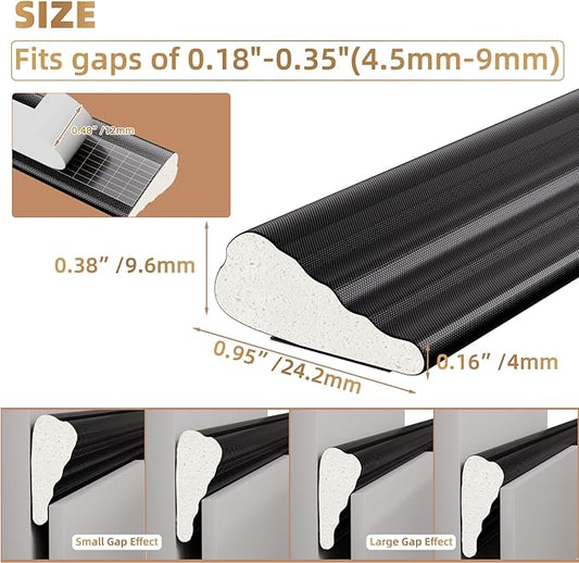 2Pcs×196" Wedge-Shape Foam Window Weather Stripping Door Seal Strip,Soundproofing Frame Insulation Tape for Exterior Front Door,Noise Cancelling Window Inserts,Door Gap Filler Light Blocker,Black