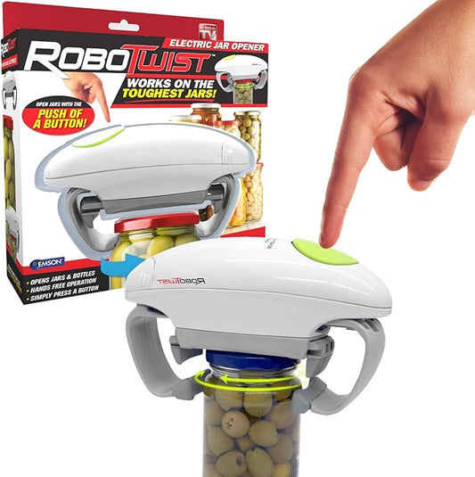 Robotwist Automatic Jar Opener,Deluxe Model with Improved Torque,Robo Twist Kitchen Gadgets for Home,Electric Handsfree Easy Jar Opener – Works on All-Jar Sizes,As Seen on TV,(Pack of 6)