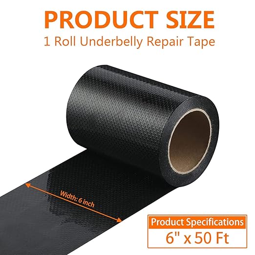RV Underbelly Tape 6" x 50Ft, Permanent Waterproof Adhesive Repair Tape for Mobile Home Camper Travel Trailer, Wear-Resistant Fabric for Tears Holes Cuts – Strong Sealing for Motorhome & RV