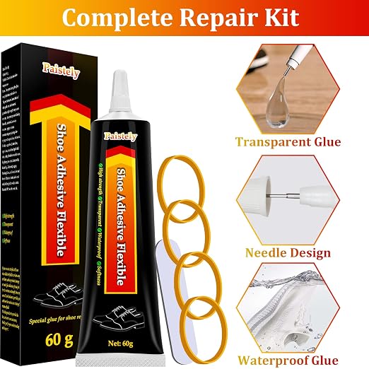 Shoe Glue Sole Repair, Transparent Shoe Adhesive, Shoe Repair Glue for Repairing Shoes, Boots, Leather, etc. (60g, 2pack)
