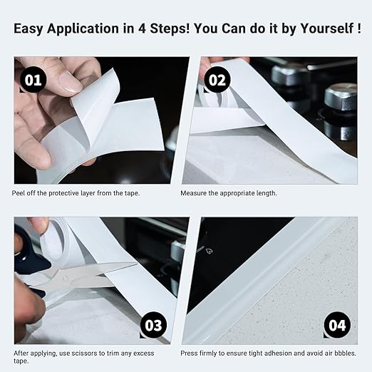 Caulk Tape, Caulking Tape, SOFYIALI Toilet Sealer Around Toilet Base Self Adhesive Sealant Strip for Bathroom, Toilet, Kitchen Countertop, White (3.8cm x 10.5Ft)