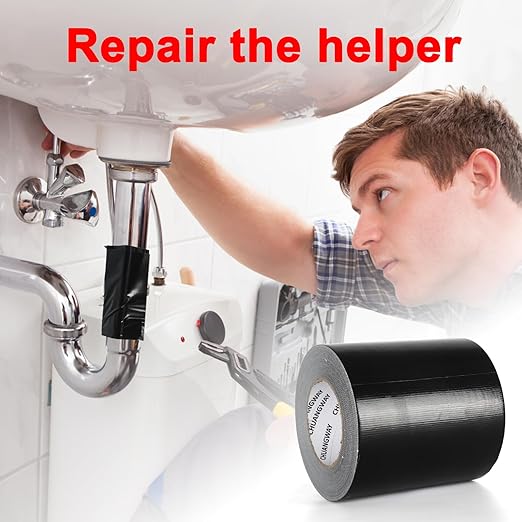Duct Tape Heavy Duty,4 Inches x 55 Yards,9 Mil Thickness,Strong Industrial Strength,Flexible,No Residue,Waterproof and Tear by Hand,Multi-Use for Indoor & Outdoor Repairs(Black)