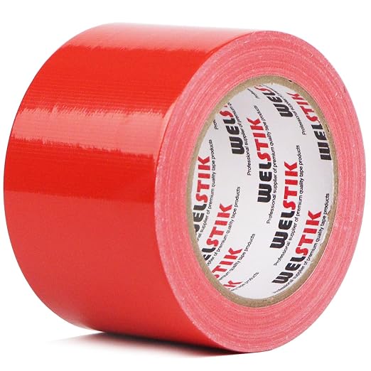 WELSTIK Duct Tape Heavy Duty Waterproof, for Photographers,Repairs, DIY, Crafts, No Residue, Tear by Hand, 3" x 30 yd, Red