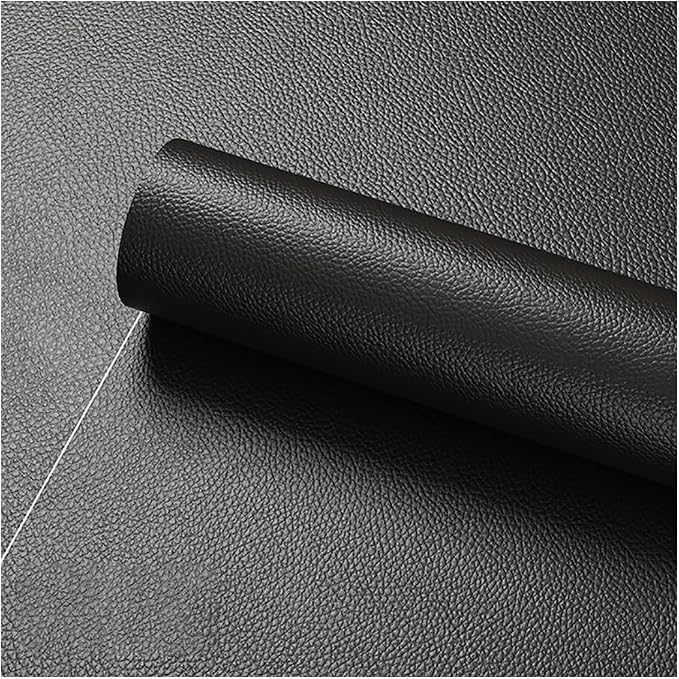 Faux Leather Repair Patch 19.7 × 39.4In,Black Self - Adhesive Leather Repair, 2.5MM Thick Upholstery Leather for Upholstery Crafts, DIY Sewing, Sofas, Furniture, Car Seats, Chairs(1Pcs)