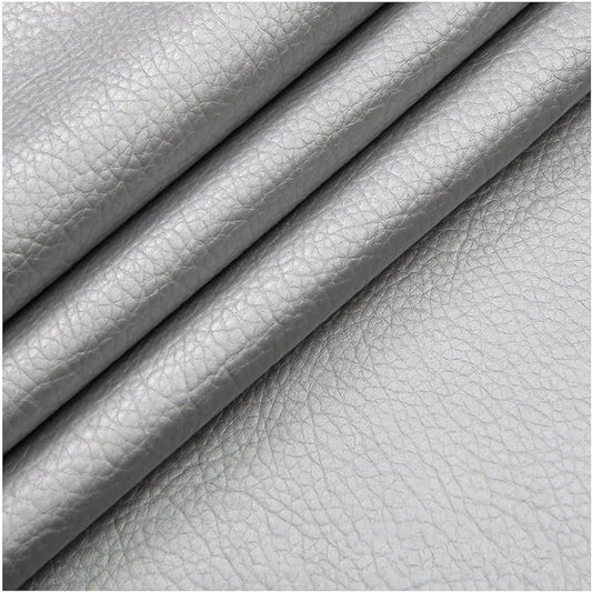 Self Adhesive Leather PU Fabric Leather Repair Patch 100x138cm Multicolor Available Anti Scratch Leather Tape Upholstery Vinyl Sticker for Couch Sofas Furniture Drivers Seat(Silvery)