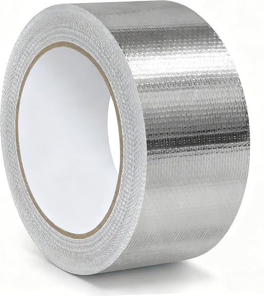 2" x 66 Ft Aluminum Foil Tape, 5.91 mil - Heavy Duty Heat Shield & Thermal Insulation Fiberglass Tape for HVAC Ductwork, Metal Ducts, Dryer Vents, AC Pipes, Exhaust Repair