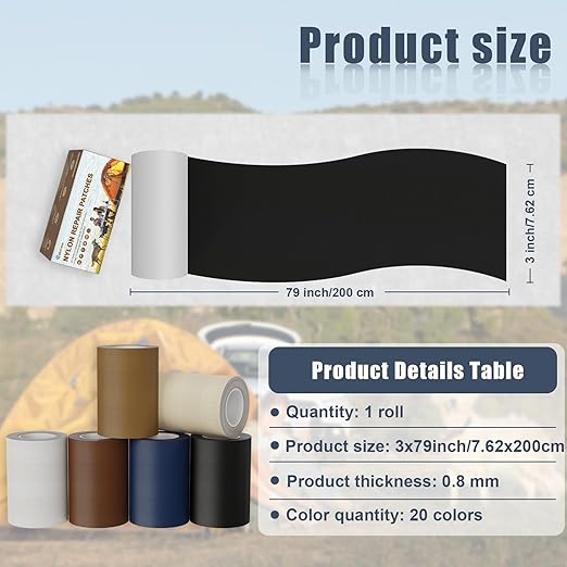 Cahomo 3x79 Inch Nylon Repair Patch Nylon Repair Tape Self Adhesive Fabric Tapes Outdoor Camping Gear Fabric kit for Tent, Umbrella, Down Jackets, Sleeping Bag, Knapsack（Orange）