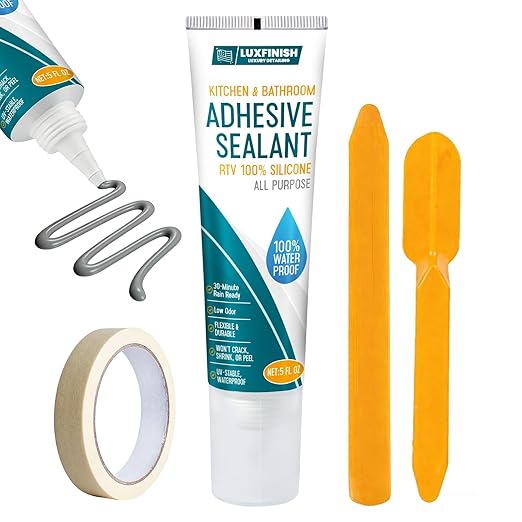 Silicone Sealant - 100% Waterproof, Flexible & Shrink Proof Caulk for Bathroom, Kitchen, Windows, Automotive – Strong Adhesion Sealant for Cracks, Gaps, Leaks 150ML/5Oz (Grey)