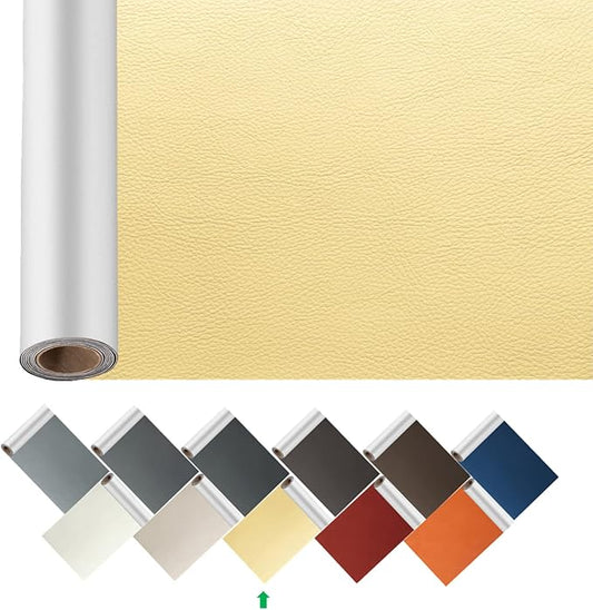 ILOFRI Leather Repair Tape Big Size 60x17 inch, Durable Self Adhesive Vinyl and Leather Repair Kit for Couch, Car Seat, Furniture, Sofa, Chair. Bonded Leather Repair Patch - Khaki