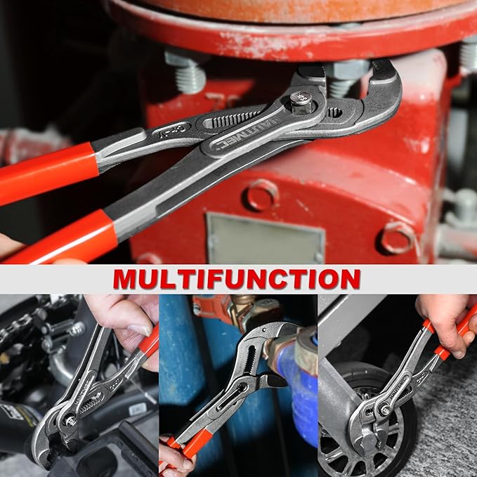 HAUTMEC 12-Inch Water Pump Pliers, Fast Adjustable Tongue and Groove Joint Pliers, V-Jaw with Comfort Grips, Rust-Proof CRV Steel Construction for Plumbing, Home Repair, and Pipe Fittings HT0368-PL