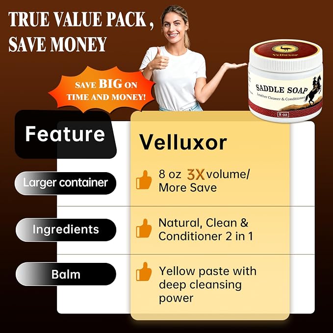 Yellow Saddle Soap 8oz, Natural Leather Cleaner and Conditioner, Soften, Protect and Restore Leather, Leather Cleaner for Boots, Shoes, Purses, Handbags, Car Seats, Couches and Saddles