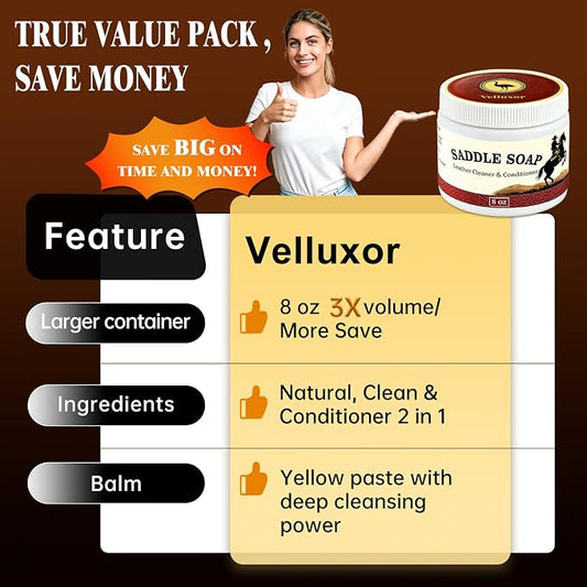 Yellow Saddle Soap for Leather 8oz - Leather Cleaner and Conditioner to Soften, Protect & Restore Leathercraft - Leather Cleaner for Car Seats, Couch, Shoes, Purse, Boots, Handbag & Saddle