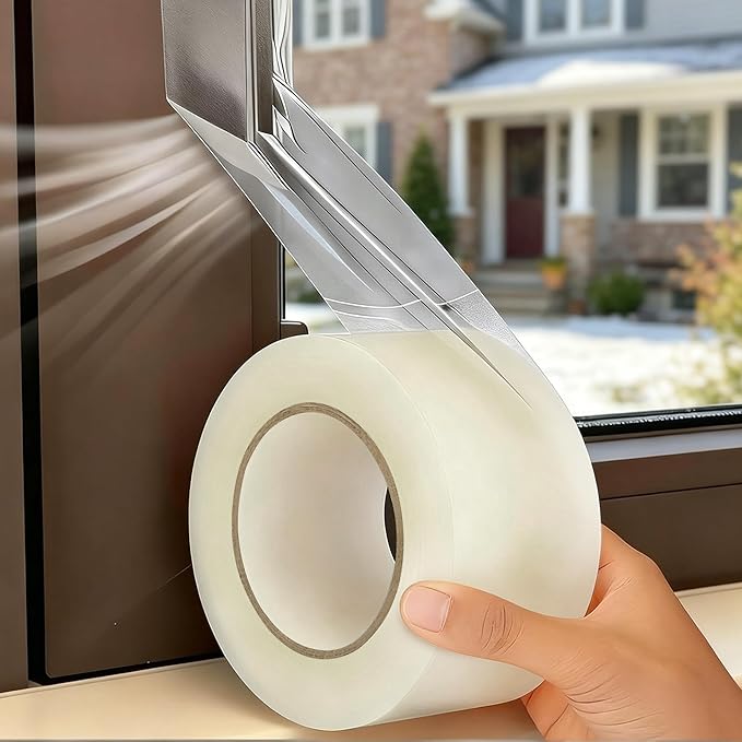 Dstorelhp Clear Window Sealing Tape, 2'' X 131FT, Window AC Insulation Tape | Waterproof, Window Air Conditioner Sealing Tape, Blocker for Cold Heat Air, No Residue, Energy Efficient